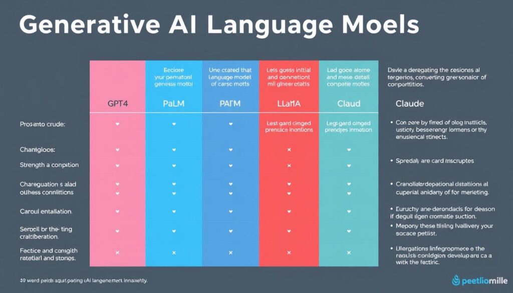 Side-by-side comparison of strengths and limitations of different Generative AI Language Models Side-by-side comparison of strengths and limitations of different Generative AI Language Models