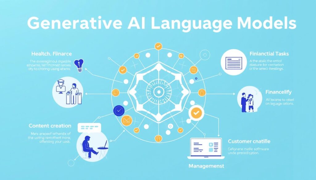 Various industry applications of Generative AI Language Models across different sectors Various industry applications of Generative AI Language Models across different sectors