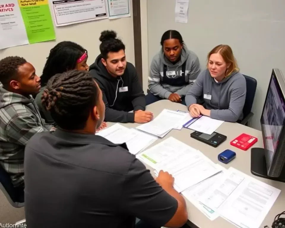 Student reviewing automotive mechanic certification program costs and financial aid options in New York City