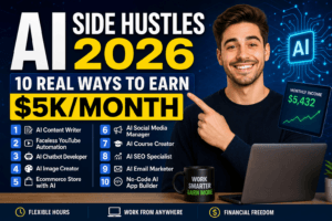 AI Side Hustles 2026- 10 Real Ways to Earn $5K-Month