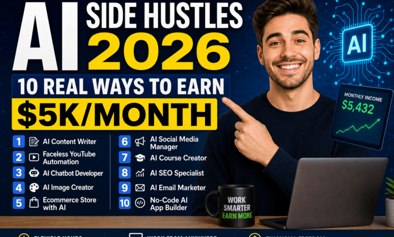 AI Side Hustles 2026- 10 Real Ways to Earn $5K-Month