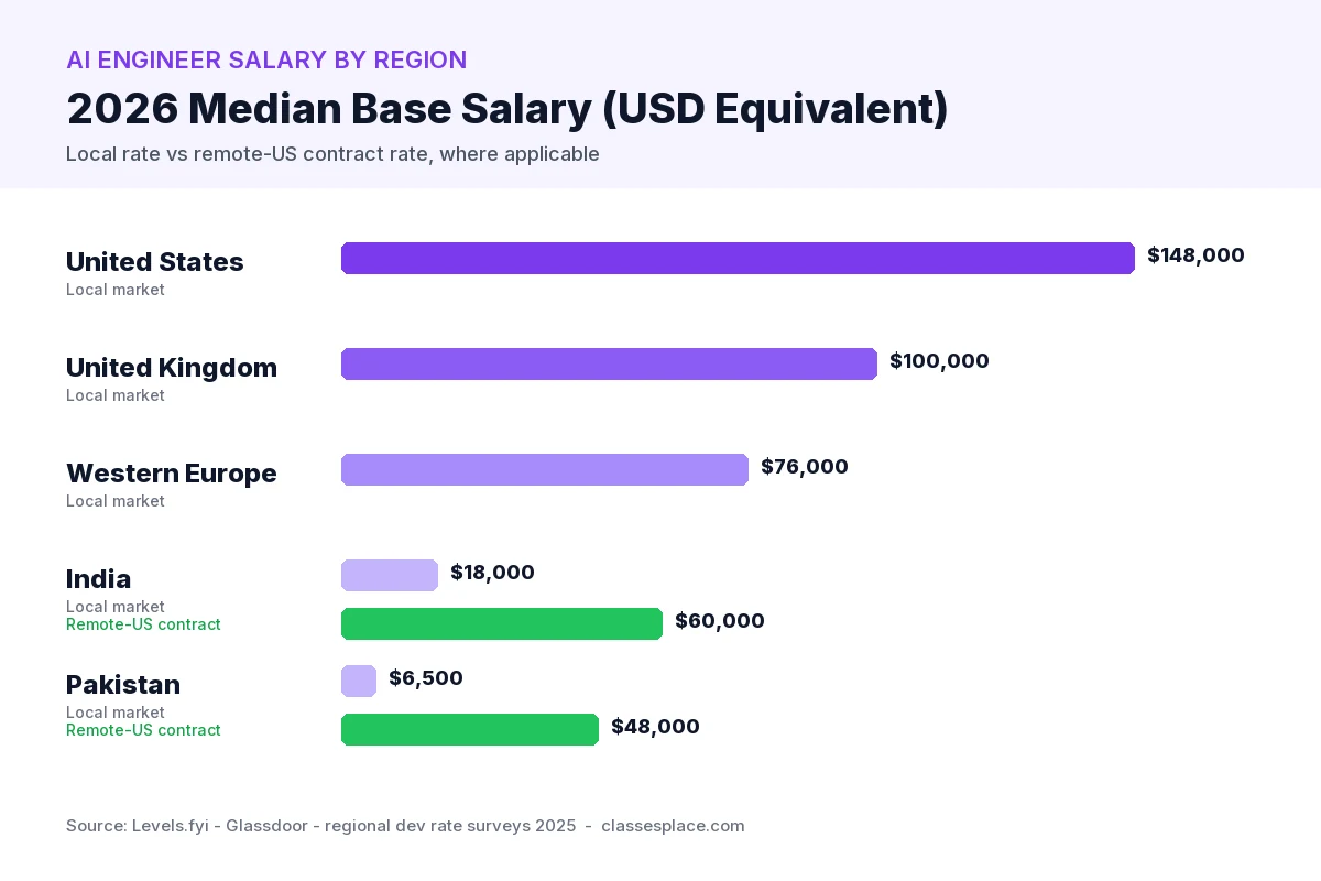 AI engineer salary by region in 2026: USA, UK, Europe, India, Pakistan